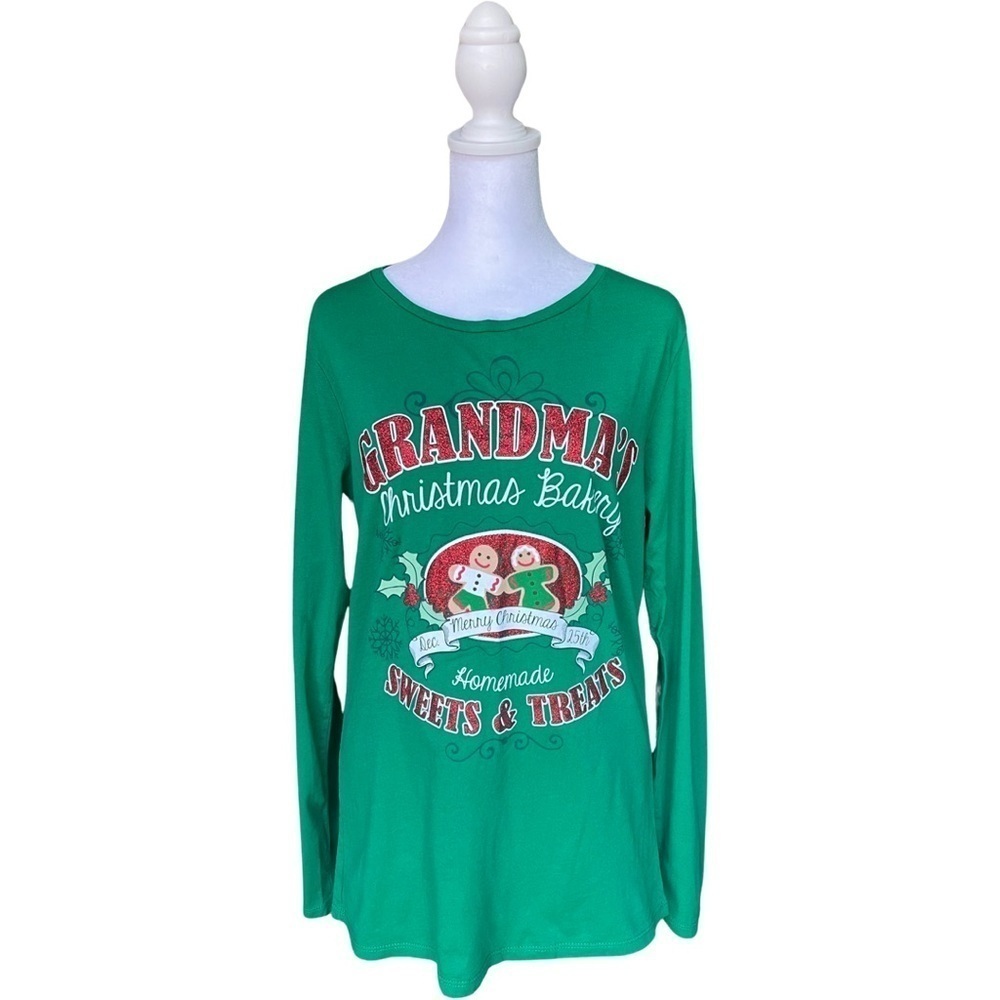 Greensource Brand Apparel Womens Green Christmas Grandma Tee Size Large